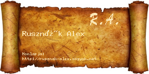 Rusznák Alex névjegykártya