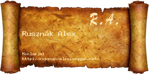 Rusznák Alex névjegykártya